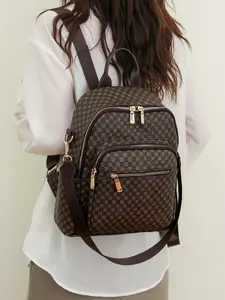 Fashion Simple Pu Leather Backpack, Casual Versatile Zipper Backpack for Daily Used, Casual Travel Backpack, Casual Trendy Versatile High-quality Daily Commuting Bag, Stylish Daypack