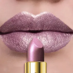 Huasurv Glossy Pearl Lipstick, Moisturizing Fine Sparkle Shine, Vibrant Color, Long-Lasting High Pigment, Matte Metallic Effect, Party Makeup