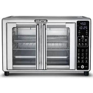 Gourmia French Door 6-Slice Digital Toaster Oven Air Fryer, 19 One-Touch Presets, 24L, Stainless Steel