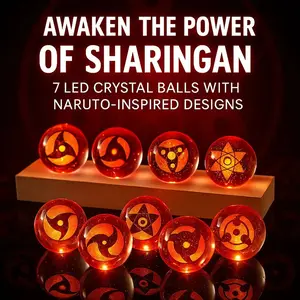 Naruto-Inspired 7 LED Crystal Ball Ornament, Sharingan-Themed Desktop Figure Led Decorative Lights, Creative Gift for Japan Ninja Fans, Festive Home & Party Decoration