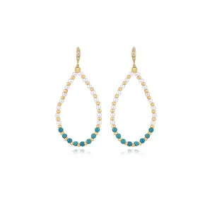 Turquoise and Pearl Teardrop Earrings
