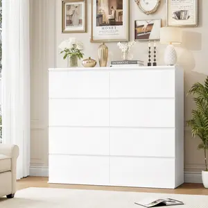 FOTOSOK 8 Drawer Dresser for Bedroom, Modern Wood Dressers with Deep Drawers for Living Room, #Summervibes