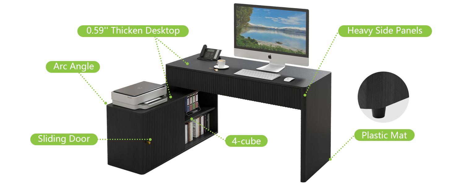 Giratree Modern Computer PC Desk Table with Storage, Corner L Shaped Desk with Drawers, Home Office Desk for Bedroom and Small Space, for Writing, Executive, Study, Work, Vanity