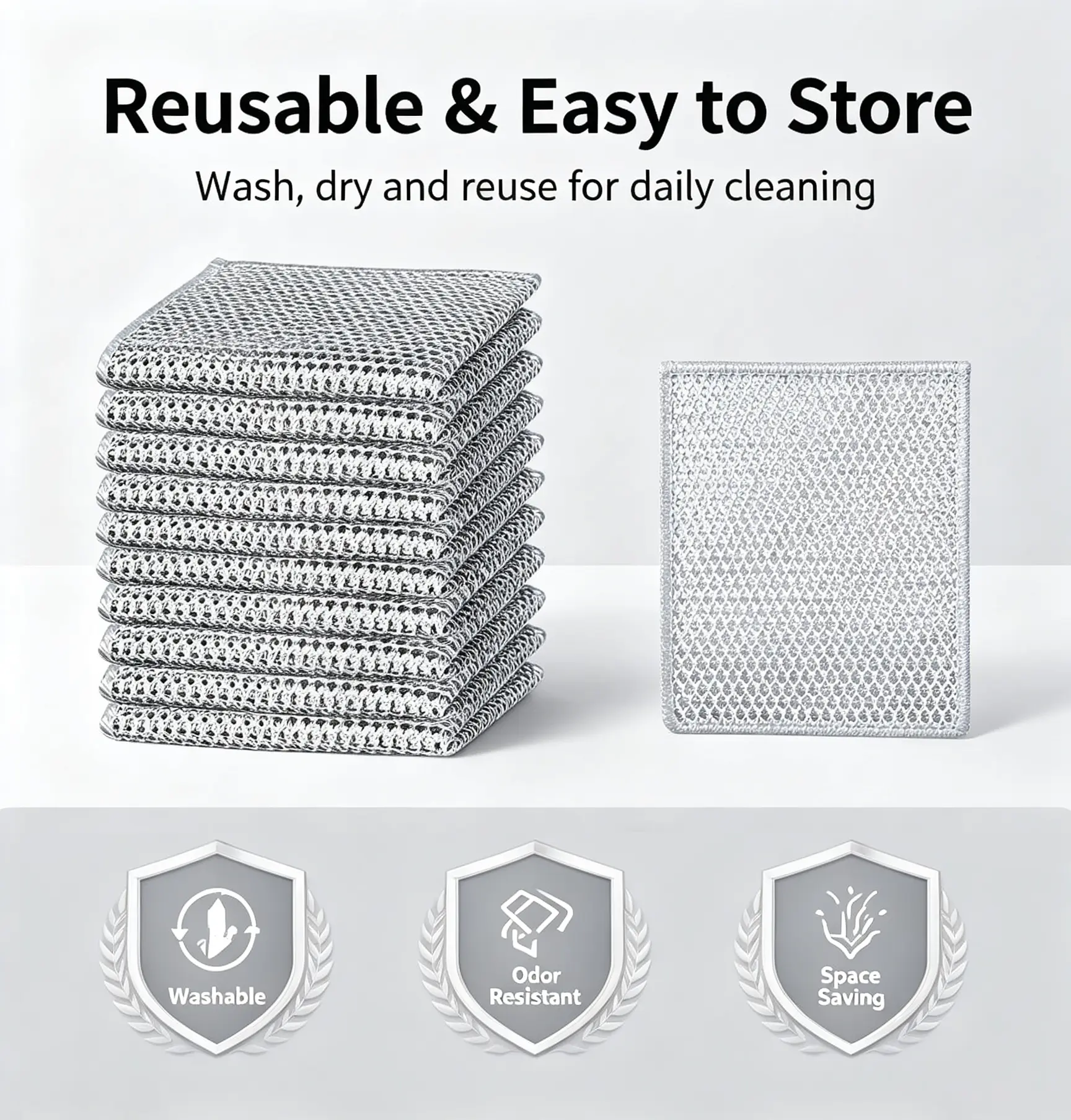 Metal Wire Cleaning Cloths Reusable Mesh Scrub Pads for Kitchen Cleaning Stain Resistant Quick Drying Non Scratch Multi Surface Use Perfect for Dishes Sinks and Cookware 20 countsmultipurpose durable supply