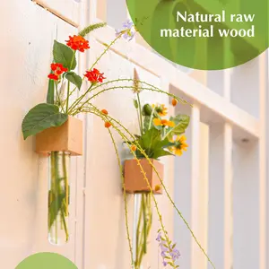 Set of 3 or 5Magnetic Refrigerator Vases Magnets Fridge Door Hydroponic Plants Tube Magnet Ornaments for Home Office Refrigerator Decoration housewarming gift Mini Plant Magnets