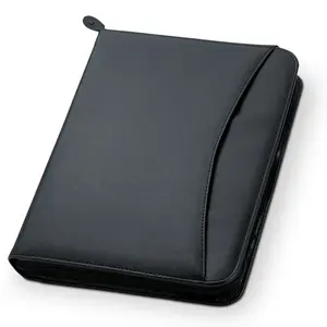 Vast 3-Ring Zipper Business Leatherette Portfolio folder | 1.25" 3-Ring Binder Professional Business Folder Resume Document Organizer with Exterior Pocket | Gusseted File Pocket | 8-1-2" Writing Pad Synthetic