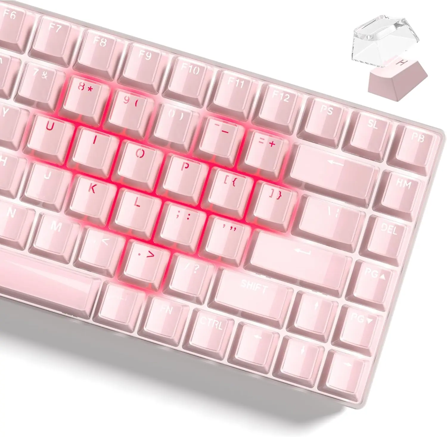 Womier Jelly Keycaps , Crystal Shine Through Custom Cute Key caps Set, 118 Keys OEM Profile for 61/68/84/87/98/100 Cherry Gateron MX Mechanical Keyboard