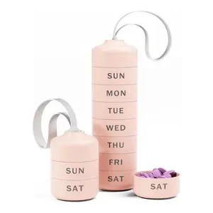 Cute 7-Day Weekly Pill Organizer – Stackable Travel Pill Box for Vitamins, Supplements, and Daily Medications, Durable ABS Medicine Holder