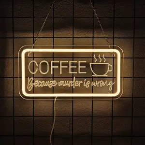Coffee Neon Light Sign, Warm Coffee Wall Decor, Neon Light for Café, Restaurant, Coffee Shop, Universal Use, Energy Efficient