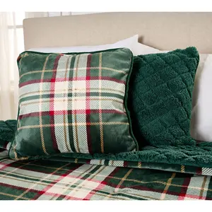Sandra Lee (2) 18" x 18" Reversible Plaid/Sherpa Pillows