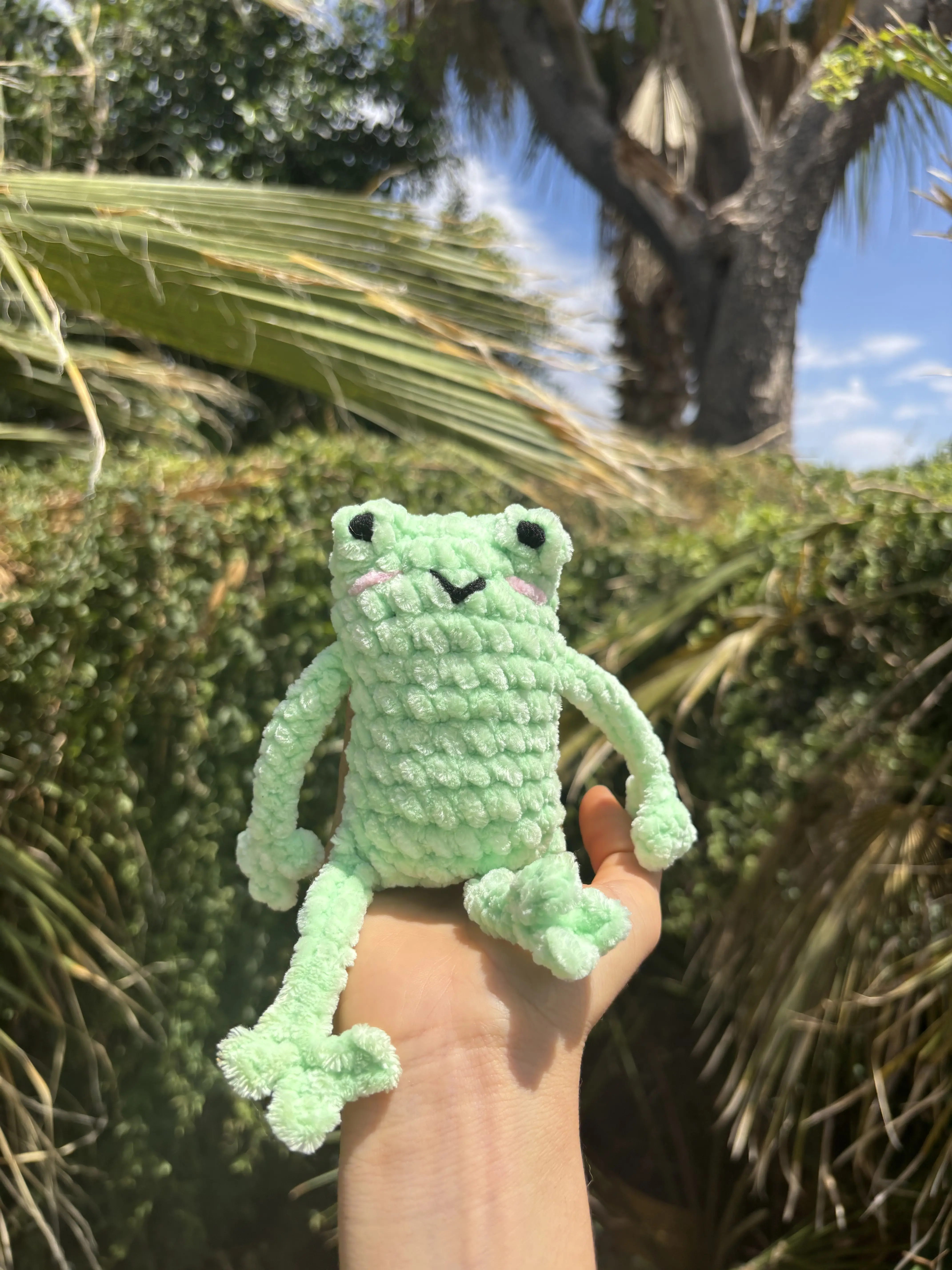 Crochet Green Leggy Frog
