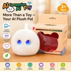 AI Smart Talking Plush Toy, Interactive Stuffed Animal with App Control & Glowing Eyes, Voice Chat Storytelling Music Companion for Emotional Support Early Learning Toddler Gift for 3+ Year Old Kids