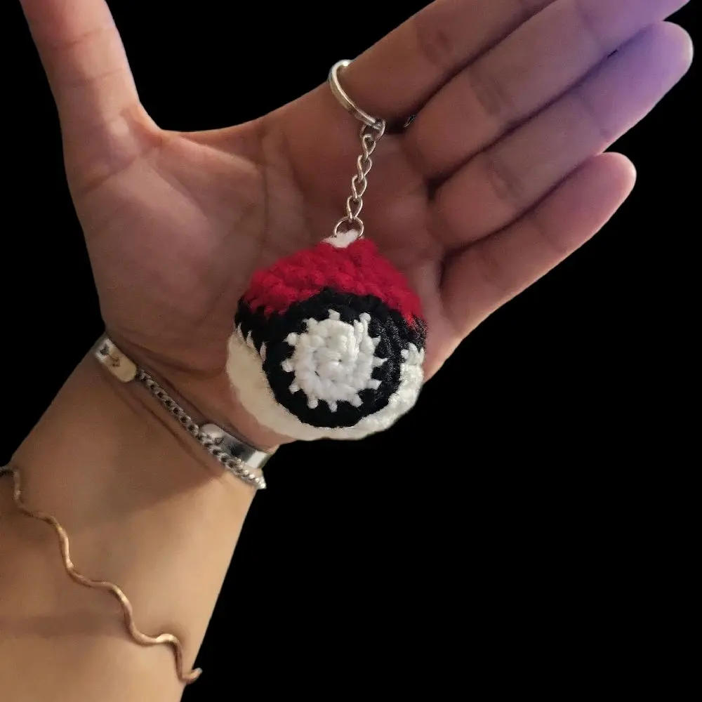 Handmade Pokéball Keychain Glow in the Dark Crochet Design Unique Accessory for Pokémon Fans
