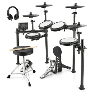 Donner DED-200 Electric Drum Sets, Electric Drum Kits with Quiet Mesh Drum Pads, 2 Cymbals w/Choke, 31 Kits and 450+ Sounds, Throne, Headphones, Sticks, USB MIDI, Melodics Lessons