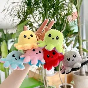 Mood Changing Octopus Keychain - Soft Plush Toy with Cute Expressions for Keychain Accessories and Gifts