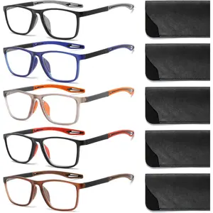 Lightweight Sports Reading Glasses for Men, 5 Pack Computer Glasses Blue Light Filtering