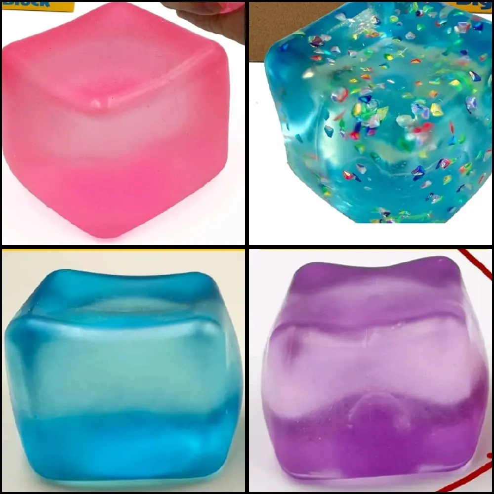 Premium Original Glitter Big Block Squeez'M Cube – 35% Larger Than The Standard Squishy Cube, Sensory Fidget Toy for Kids & Adults, Stress Relief, Focus & Play – Durable, Gift-Ready –