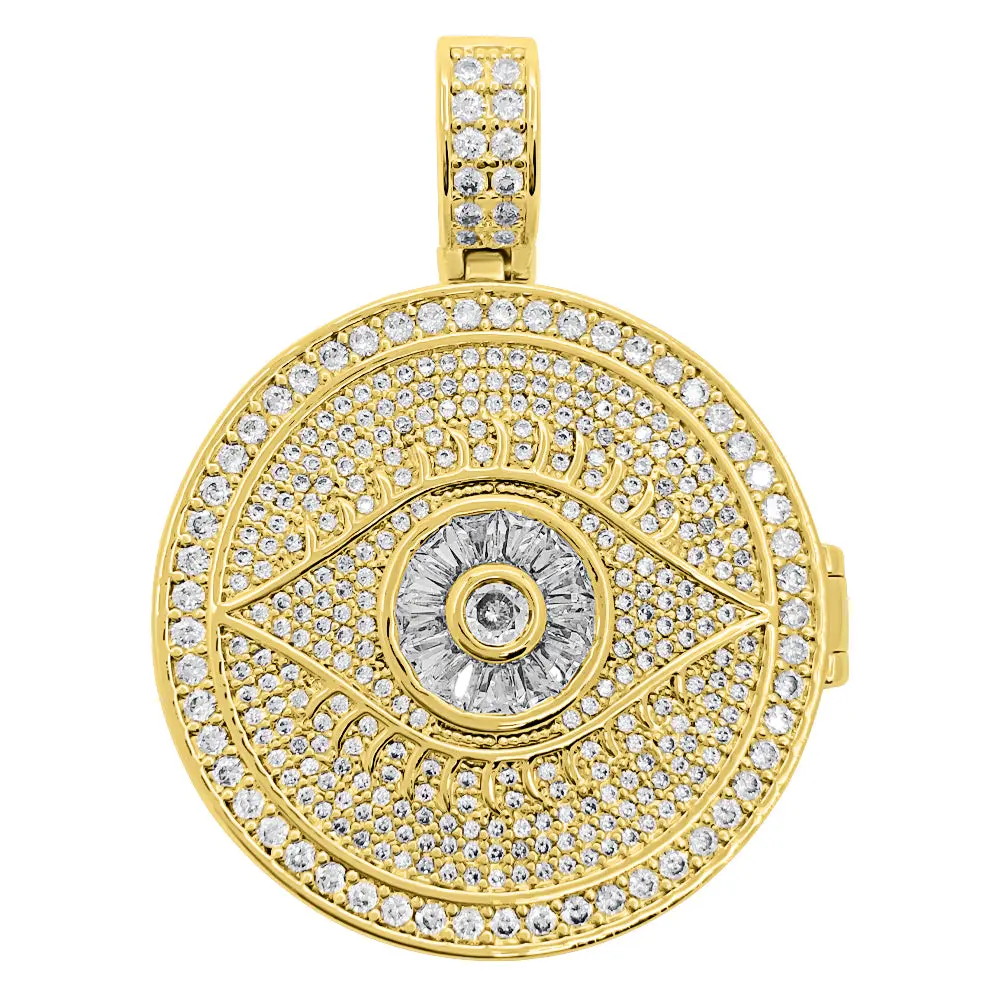 Eye Circle Medallion Iced Out Hip Hop Bling Pendant