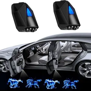 2PCS Car Door Lights Projector, Dynamic Angel / Fire-Horse / Ice-Horse Wings Car Door Welcome Lights Rechargeable Wireless LED Lights for Car with Battery-Powered, Easy to Install (Left& Right Pair) Car Decorative Light, Car Light Embellishments
