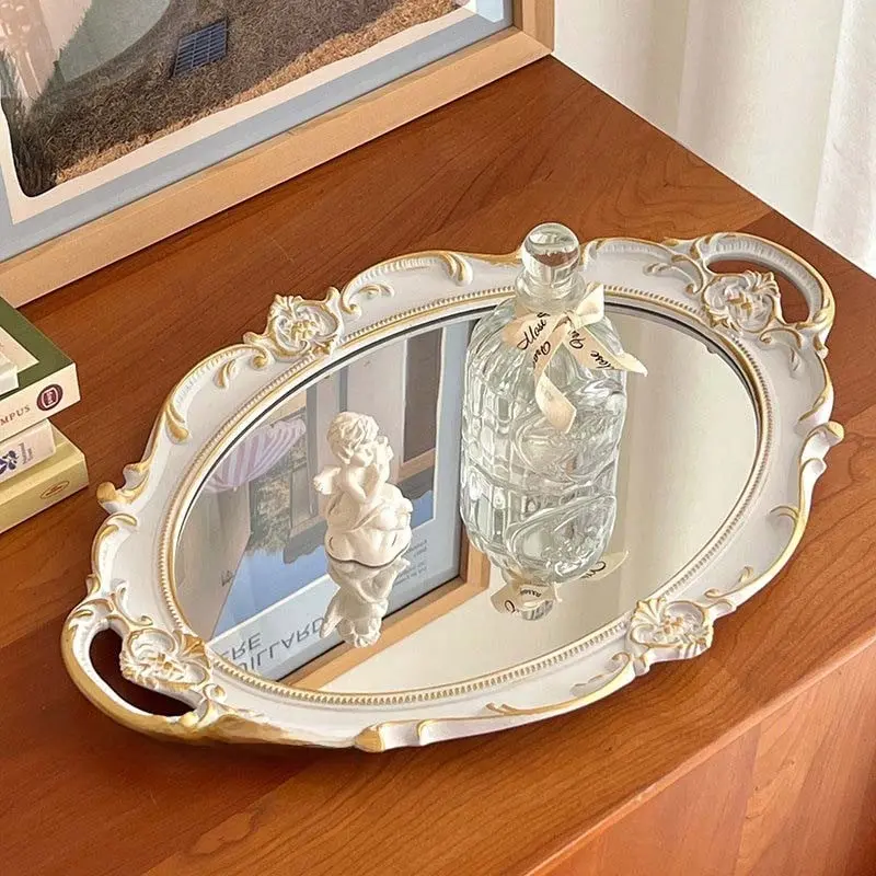 Vintage Frame Wall Mirror, Elegant Floral Pattern Design, Luxurious Decorative Decoration for Home & Makeup, Vanity or Wall Mounted, Decorative Mirror Art