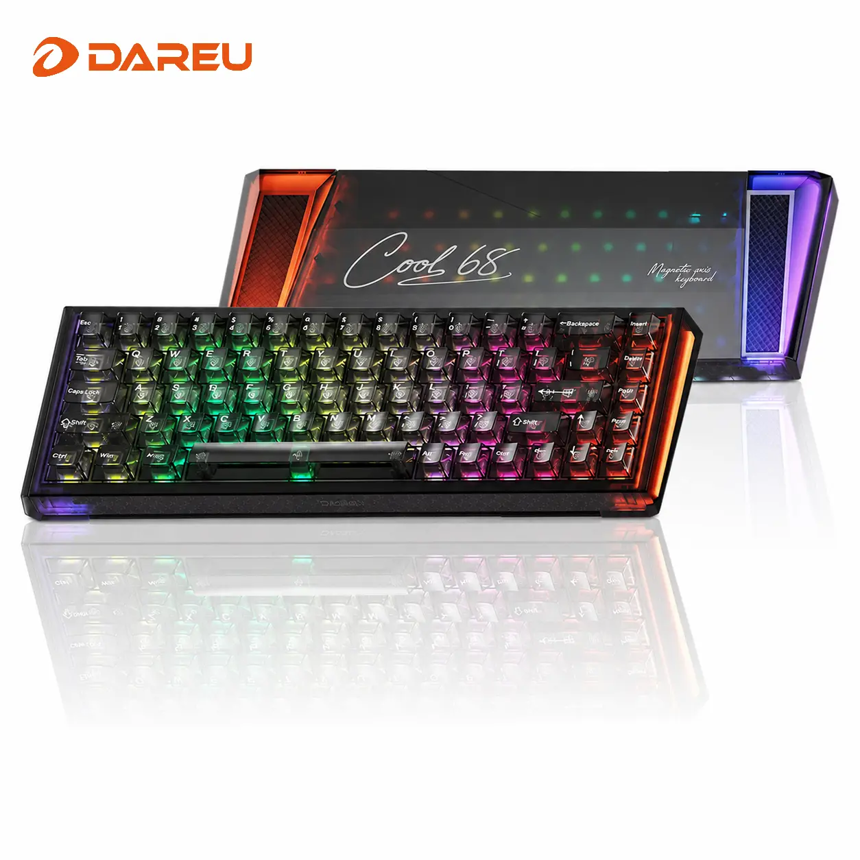 DAREU COOL68 Wired 65% Magnetic Switch Gaming Keyboard  RGB  with Music Flow,8000Hz Polling Rate & 0.1ms Latency Rapid Trigger,RT 0.01,Extreme Response,Web Driver, E-Sport Gaming Accessories PC Accessories Keyboard for Gaming