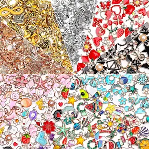 500Pcs Charms Bulk Wholesale Assorted Gold Plated Enamel Pendants Earring for Bracelet Necklace DIY Jewelry Making Craft Supplies