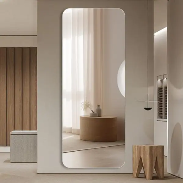 Full Length Mirror - Round Corner Wall Mounted Mirror with Hanging Holes, High Quality 5mm Silver Glass & Explosion-Proof Safety Backing, for Living Room, Bedroom, Cloakroom Decor