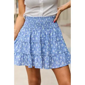 Through The Garden Blue Floral Print Skort