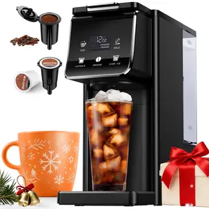 Hot & Iced Coffee Maker | Single-Serve Brewer | Bold Setting | Reusable Filter | Compact & Quick Brew | Compatible with Travel Mug | for K-Cups & Ground Coffee | Home & Office Daily Use