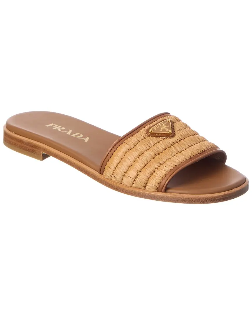 Prada Raffia & Leather Sandal