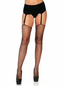 Women's Industrial Gem Fishnet Stockings Lingerie - Fabric Twist Design, Snug Leg Fit