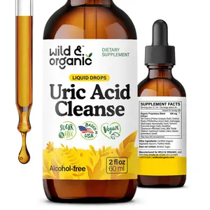 Wild & Organic's Uric Acid Cleanse Drops - Tart Cherry, Turmeric, Chanca Piedra Stone Breaker Complex for Kidney Cleanse - Uric Acid Support Supplement - Vegan, Sugar & Alcohol-Free Tincture
