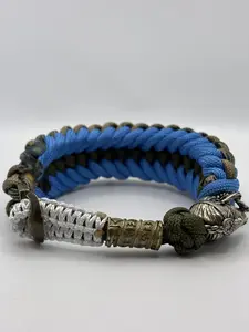 Handmade Sanctified Stitched Paracord Bracelet with Indian Bead & Metal Anchor Clasp Durable 550 Paracord for Everyday Wear & Outdoor Use