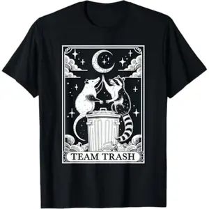 Vintage Tarot Inspired Team Trash Moonlight Opossum And Raccoon Graphic T-Shirt
