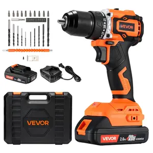 VEVOR Cordless Drill Driver, 1/2 inch Metal Chuck, Brushless Motor, Dual-Speed Variable, Drill Driver Kit, Tool Box, for Wood and Metal Drilling, Screw Driving