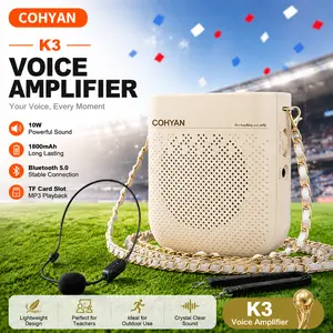 COHYAN K3 Voice Amplifier New 2026 Model Microphone Charging&Storage Portable Voice Amplifier for Teacher dancer singer  with Microphone Headset and Speaker Mini  for Classroom Speech Training Beige Black Audio Handy Wired  Bluetooth-MothersDay2026 summer