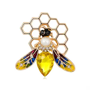2 pcs Fashion Personality Oil Drip Bee Brooch, Versatile Ladies Insect Corsage Pin Spot