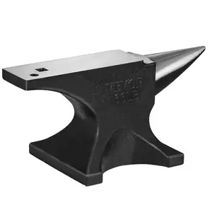 VEVOR Single Horn Anvil, TikTokShopBlackFriday, 66Lbs Cast Steel Anvil, High Hardness Rugged Round Horn Anvil Blacksmith, with Round and Square Hole, Large Countertop and Stable Base, Metalsmith Tool for Bending and Shaping