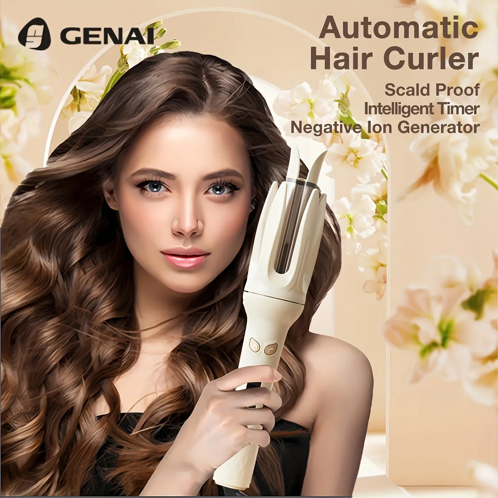 Spin and Curl, Automatic Hair Curling Iron for Healthy & Shiny, Effortless Curls & Waves, 28mm Barrel Hair Curler with 4 Temperature-adjusting Mode, Preset Temperature Settings For Each Hair Texture, Auto Power off When Stuck or Tangle hair  curling