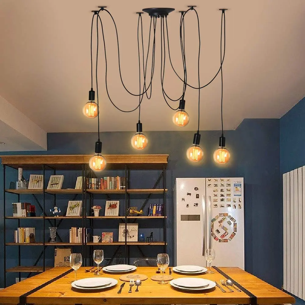 American Country Vintage Multi-Head Spider Lamp, Industrial Style Restaurant Clothing Store Office Ceiling Light Fixture