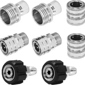 TikTokShopBlackFriday Pohir Ultimate Pressure Washer Adapter Set, Stainless Steel Quick Disconnect Kit, M22 Swivel to 3/8 Inch Quick Connect, 3/4 Inch to Quick Release, 8-Pack