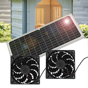 1pc Solar Panel Fan Kit, Solar Fan, Chicken Coop Fan, Solar powered electric ventilator, Weatherproof Dual Fan for small chicken house/greenhouse/ shed/pet house/window exhaust pipe
