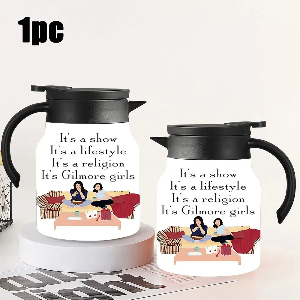 1pc 34oz Stainless Steel Thermal Insulated Mug "Gilmore Girl's Coffee Pot" with Handle and Removable Filter. Large Capacity, Suitable for Various Occasions. Personalized Gift Stainless Steel Thermal Flask Thermos