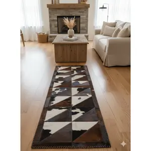 Runner Cowhide Rug Size 2 x 6 Feet - Tricolor