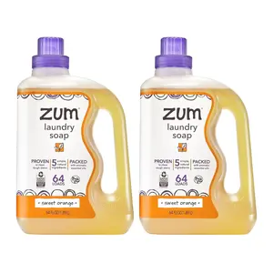 Zum Laundry Soap by  - Liquid, -Based Soap with Baking Soda, Essential Oils, Coconut Oil & More - Wash Up to 64 Loads - Sweet Orange - 64 fl oz (2 Pack)