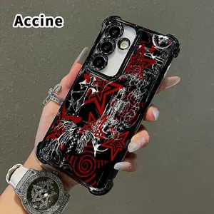 Phone Case Compatible with Samsung Galaxy S26 Ultra S24 Plus S25 S22+ FE Edge Gothic Star Overture Pattern Four-Corner Airbag Full Coverage Protective Shockproof Casing