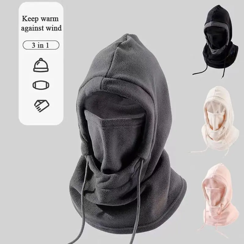 Unisex Fleece Knitted Windproof Balaclava Headwear - 55-58cm Adjustable Face Cover, Bold Look Ski Mask Beanie with Full Face Style, Warm Cold Weather Gear for Skiing, Face Cover Balaclava