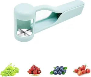 Grape Cutter for Toddlers 1-3, Blueberry, Cherry Tomatoes, and Strawberry Slicer with Semi-Circular Design, Ergonomic Long Handle, BPA-Free Fruit Slicer for Kids