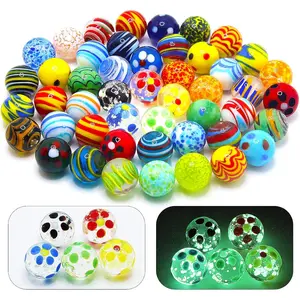 40 PCS Glass Marbles for Kids, 35 Colorful Assorted Marbles and 5 Glow in The Dark, Marble Run Games Accessories for Boys and Girls, Beautiful Marble Bulk for Home Decoration