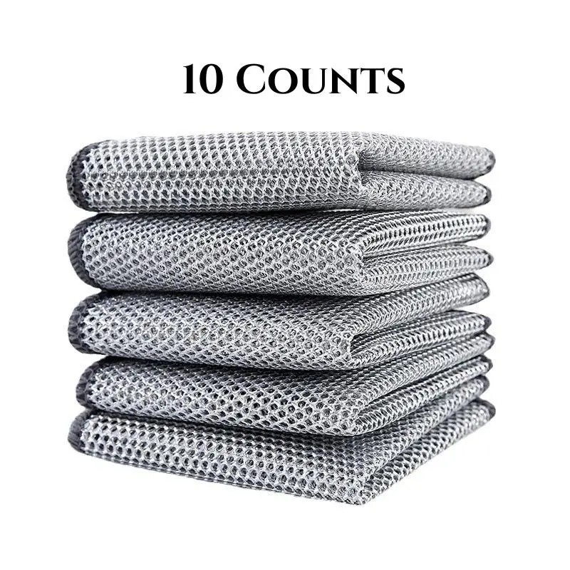 10 Counts Dishwashing Dishcloth, Multipurpose Non-Scratch Wire Dishcloths for Kitchen Cleaning, Wet and Dry Use，Reusable Wire Cleaning Cloths for Kitchen, Sinks, Pots & More，Practical for Dishes Cleaning，Easy to Clean